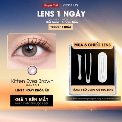 01 Chiếc Kính áp tròng VIVIMOON LENS 1 ngày màu nâu sáng Kitten Eyes Brown (Giá 1 bên mắt, x2 để đặt 1 đôi)