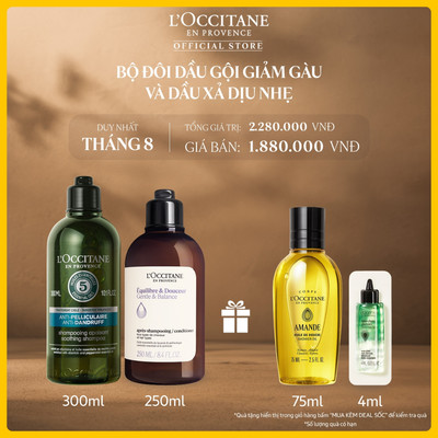 Combo Dầu Gội Giảm Gàu 300ml Và Dầu Xả Dịu Nhẹ 250ml L'Occitane