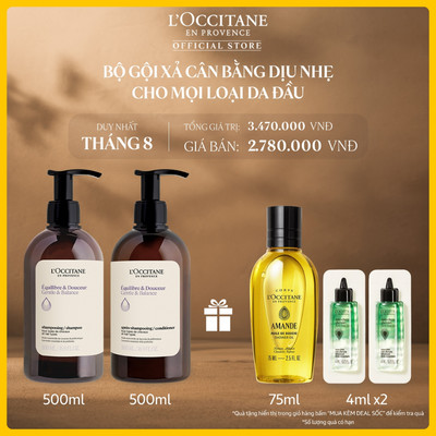 Combo Gội Xả L'OCCITANE Gentle & Balance Cân Bằng Dịu Nhẹ Cho Mọi Loại Da Đầu 500ML