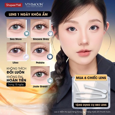 [Giá 01 bên mắt] Kính áp tròng VIVIMOON lens khóa ẩm 1 ngày màu nổi bật, lớp phủ MPC (Giá 1 chiếc, x2 để đặt 1 đôi)
