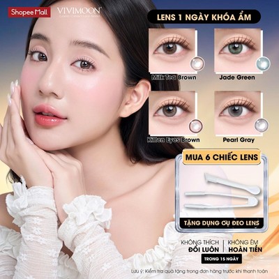 1 Chiếc lens 1 ngày cận VIVIMOON khóa ẩm 4 màu, độ cận từ 0 đến 8 (Giá 1 bên mắt, x2 để đặt 1 đôi)