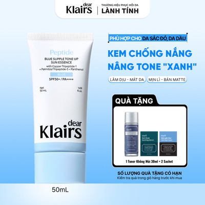 [KOL] Dear Klairs Kem chống nắng Blue Supple Tone Up Sun Essence SPF50+ PA++++ 50ml