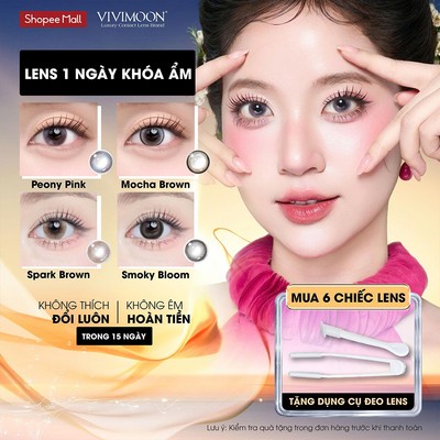 [Giá 1 chiếc - 1 bên mắt] VIVIMOON lens 1 ngày khóa ẩm, kính áp tròng màu giãn to 14.5mm độ cận từ 0 đến 8