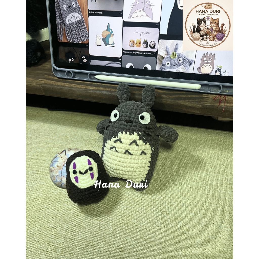 Totoro & No face len - Hana Duri - Handmade - Móc khoá