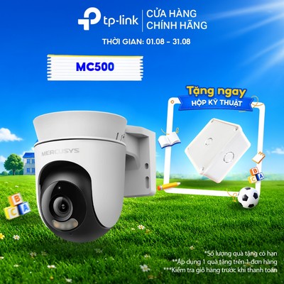 [AI, Nhìn Đêm Màu] Camera Wi-Fi An Ninh Ngoài Trời Mercusys MC500 (2MP) / MC510 (2K), Kháng Nước IP65, Nhận Diện Mặt