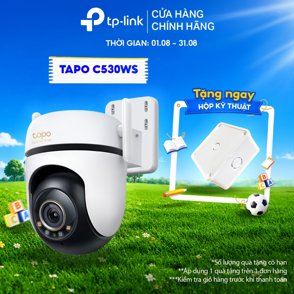 Camera WiFi An Ninh Quay/Quét Ngoài Trời Tapo C530WS - 3K 5MP, Xoay 360°, Nhận Diện AI Thông Minh