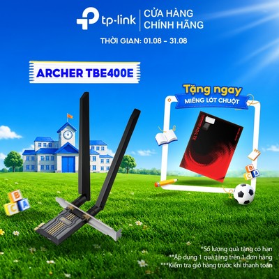 Bộ Chuyển Đổi Card Mạng TP-Link Archer TBE400E Wi-Fi 7 BE6500 Bluetooth 5.4 | Ba Băng Tần, MLO, Dễ Thiết Lập