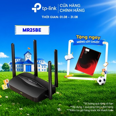 Bộ Phát Wi-Fi 7 Mercusys MR25BE Băng Tần Kép Tốc Độ 3.6 Gbps, 4 Ăngten Đa Hướng, 4 Cổng Gigabit