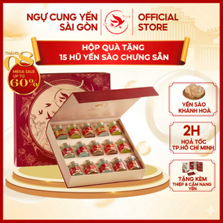 [Quà Tặng] Combo 15 Hũ Tổ Yến Sào Khánh Hoà Chưng Sẵn 2026 Hộp Cao Cấp Ngự Cung Yến Sài Gòn Hũ 70ml