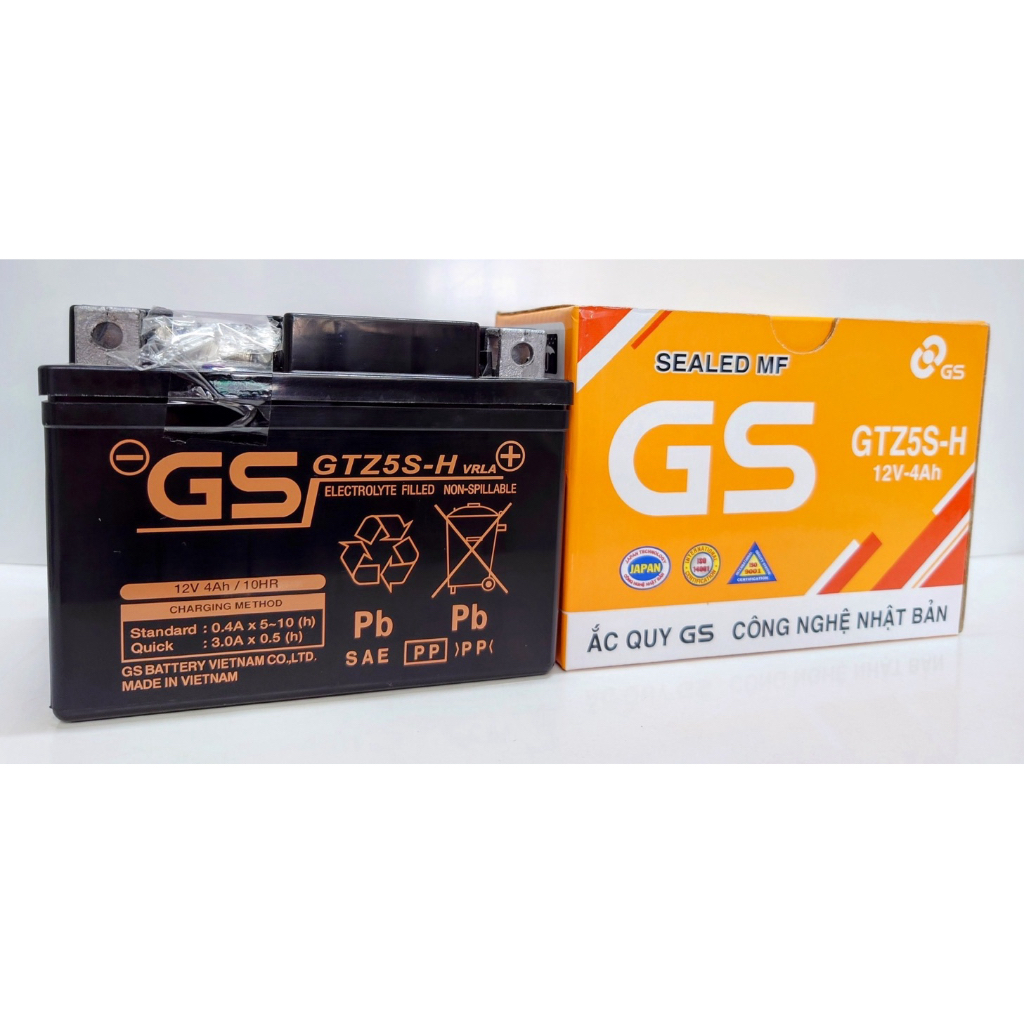 Bình GS GTZ5S-H ( 12V-4AH ) chuyên AB , Vision đời đầu , RSX , Future , NV (456) , Luvias , Mio , Ex