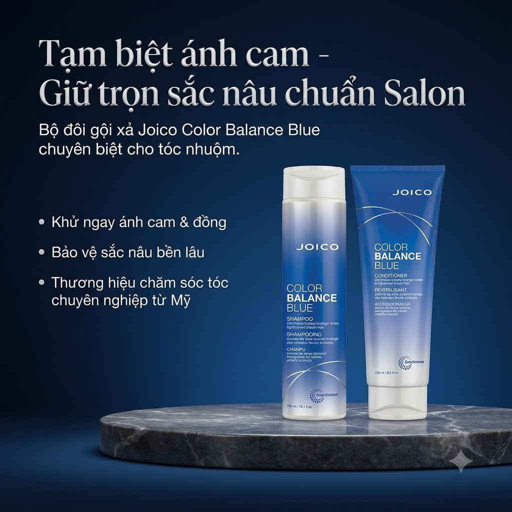 Bộ Gội Xả JOICO Color Balance Blue 300ml/250ml Hỗ Trợ Khử Ánh Cam, Giữ Màu Tóc Nhuộm, Giúp Tóc Mềm M