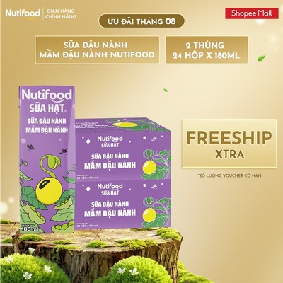 [KOL] Combo 2 Thùng 24 Hộp Sữa Hạt Nutifood 180ml (Sữa Mầm Đậu Nành - Sữa Yến Mạch - 20 Loại Hạt)
