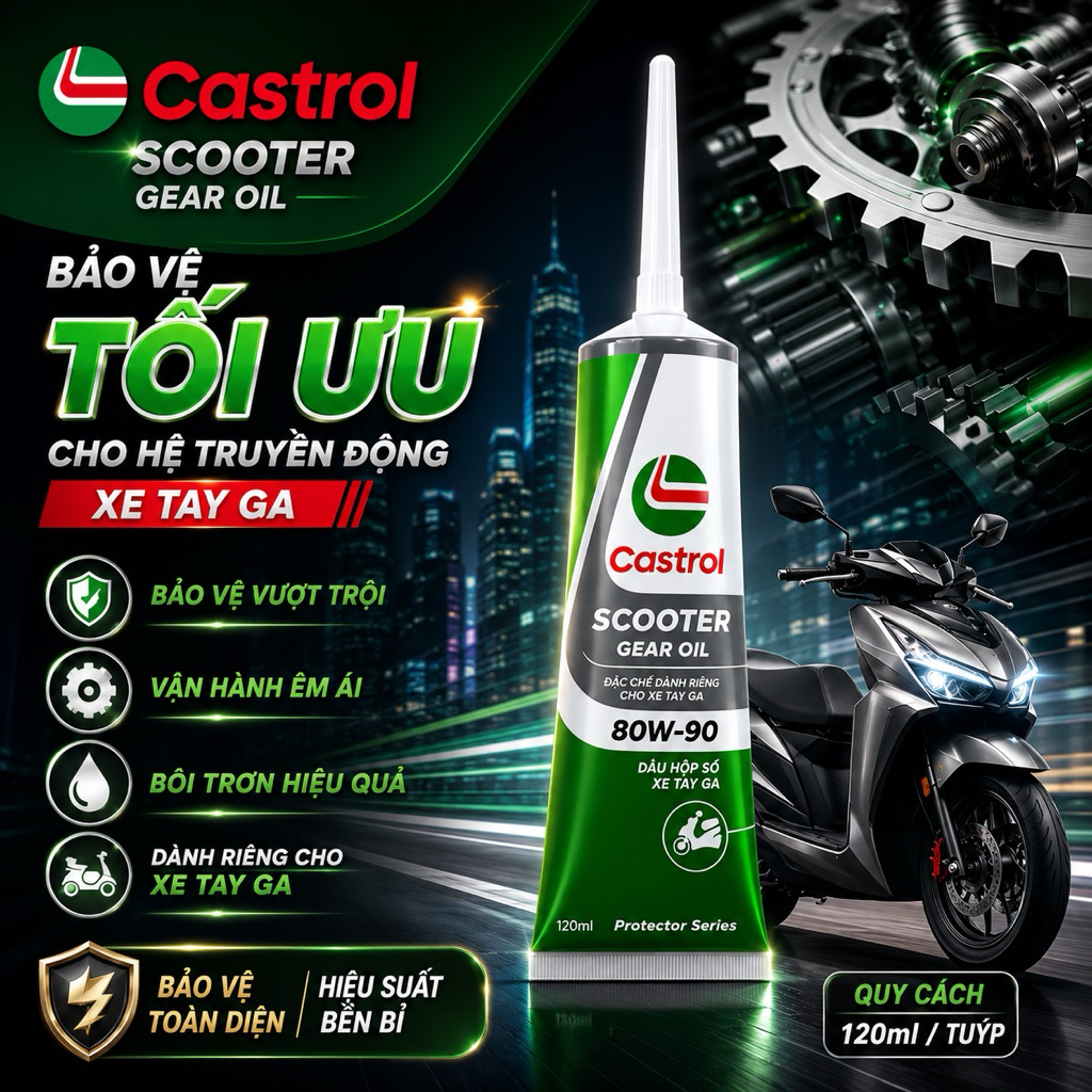 Dầu hộp số Castrol Scooter Gear Oil 80w90 120ml chính hãng cho xe tay ga