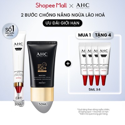 Bộ đôi Kem chống nắng Phổ rộng (50ML) và kem mắt cho mặt chống lão hóa AHC (30ML)