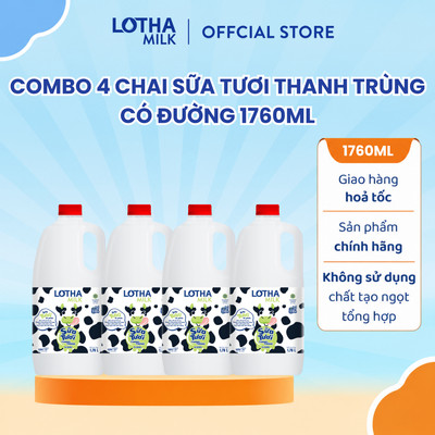 Combo 4 Chai Sữa Tươi Thanh Trùng Lothamilk 1760ml
