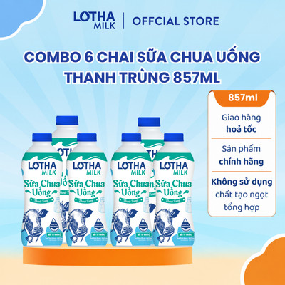 Combo 6 Chai Sữa Chua Uống Thanh Trùng Có Đường 857ml