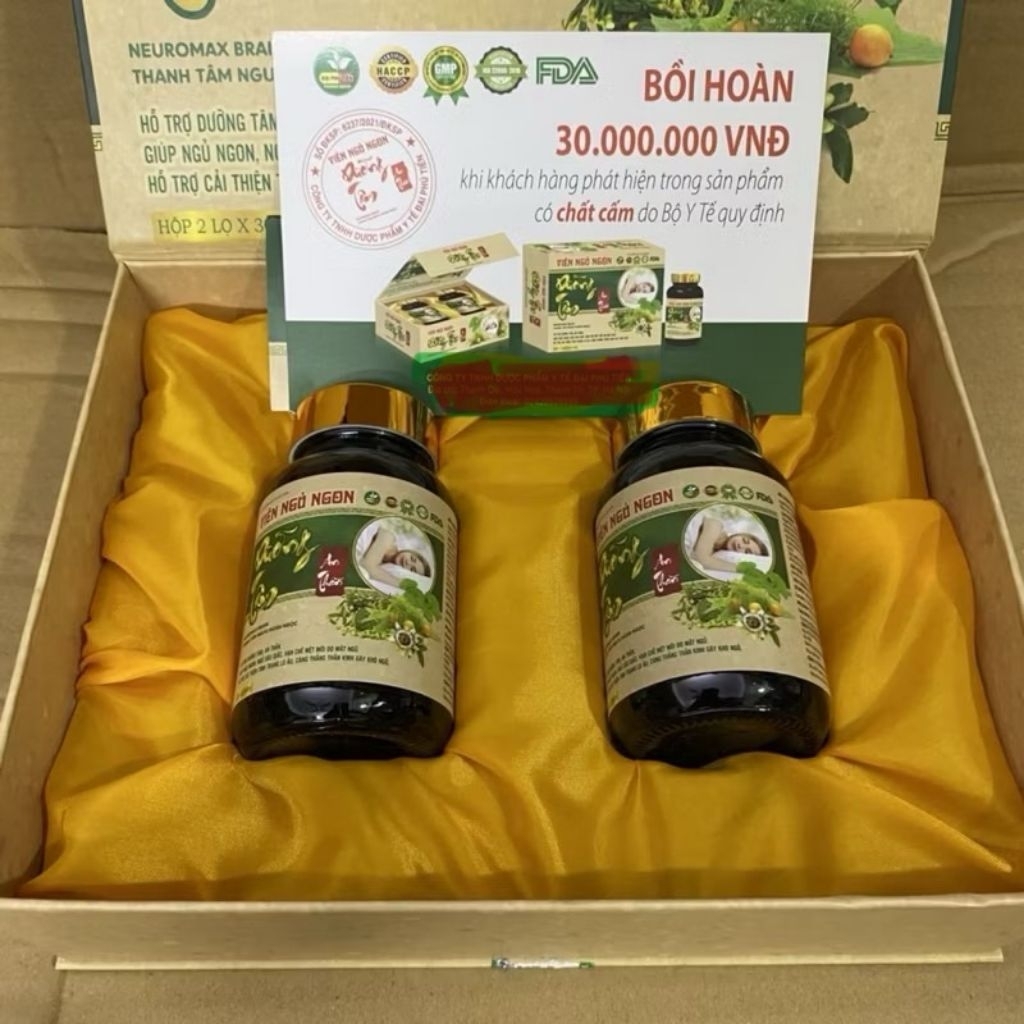 Viên ngủ ngon dưỡng tâm an thần Neuromax Brain thanh tâm ngưu hoàn ngọc - Hộp 2 lọ cao cấp giúp ngủ 
