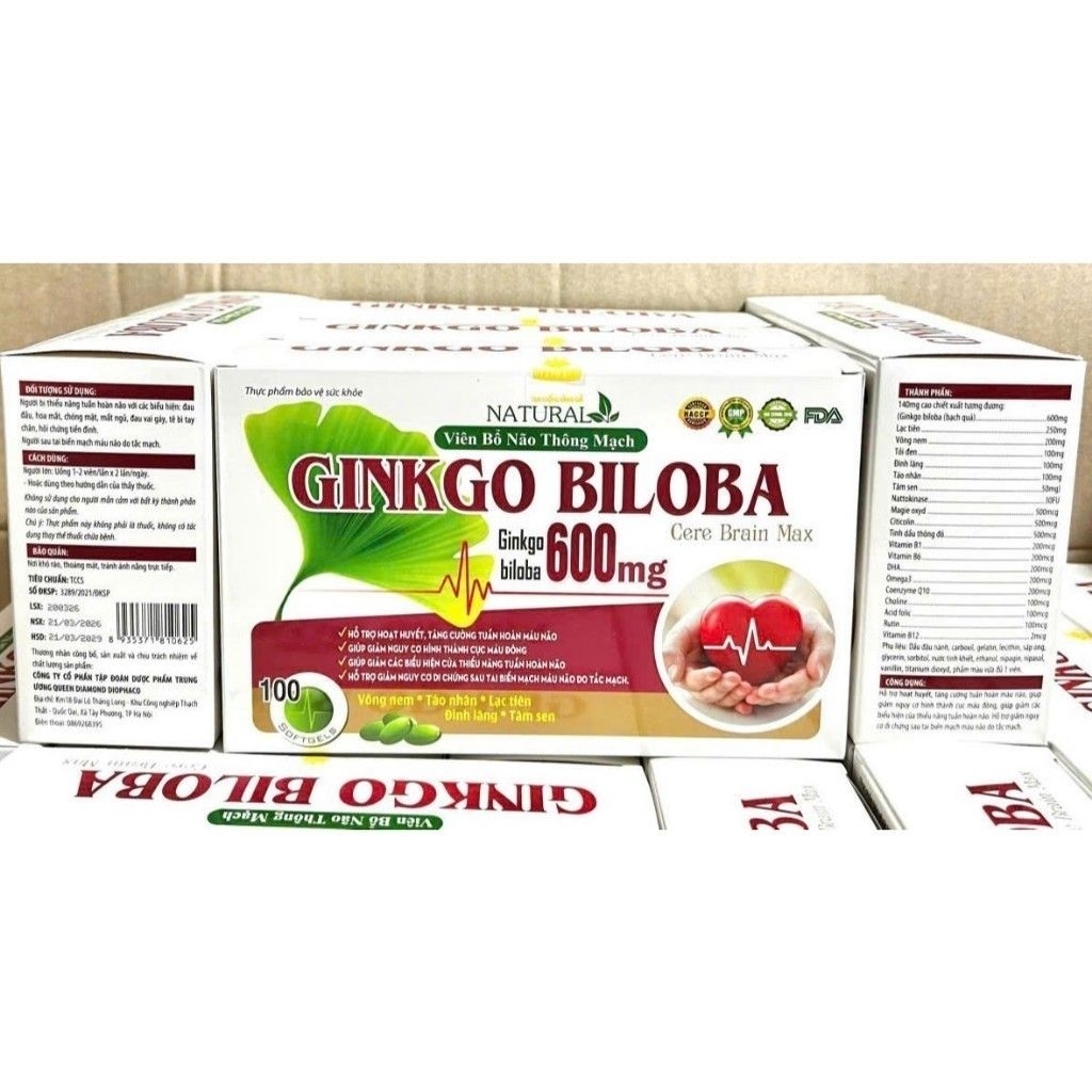 Viên uống bổ não Ginkgo biloba 600mg giúp tăng cường trí nhớ tăng tuần hoàn máu lên não