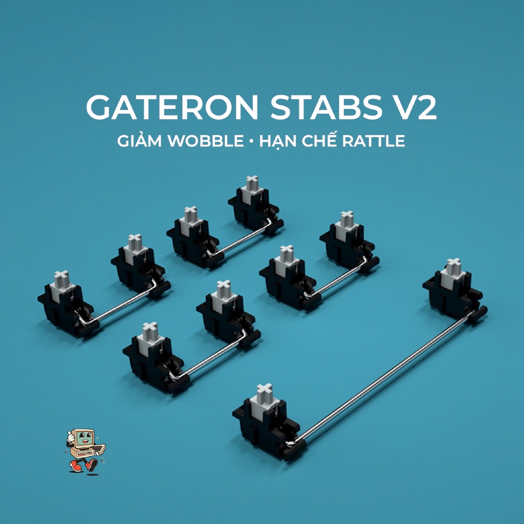 GATERON Plate Mount V2 Stabilizer (Stabs) | Hall Effect | Short Travel ≤3.4mm | Plate Mount