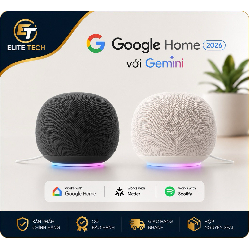 Google home 2026 Gemini - Loa thông minh Google tích hợp AI gemini - Mới, Nguyên seal