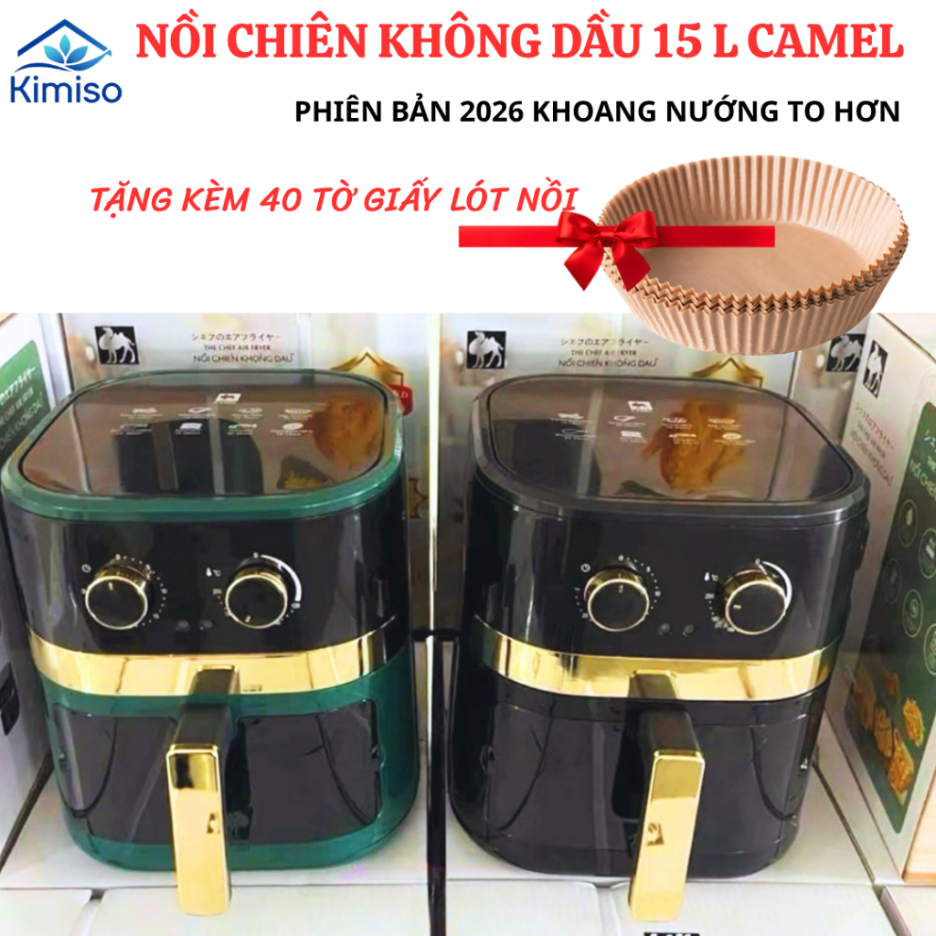 Nồi chiên không dầu Camel 15 lít , Nồi chiên không dầu tặng 40 tờ giấy lót nồi , BH 12 tháng