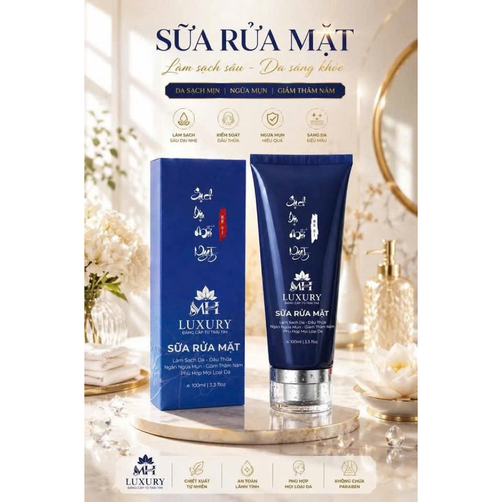 [CHÍNH HÃNG MH LUXURY] SỮA RỬA MẶT SẠCH DỊU MỖI NGÀY (MH01) DỊU NHẸ KHÔNG GÂY KÍCH ỨNG
