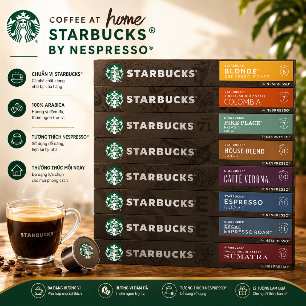 Viên Nén Cà Phê Starbucks, Cà Phê Viên Nén Nespresso, Nespresso Capsules, Date Xa, Phaletiep