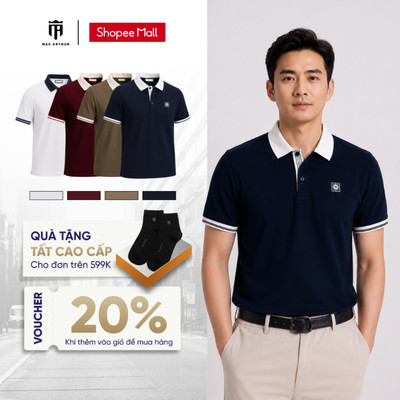 [Deal Hot]Áo Polo MAC ARTHUR CAPTAIN Mercerized Cotton Cao Cấp, Không Nhăn, Thoáng Mát, Giữ Form SP1