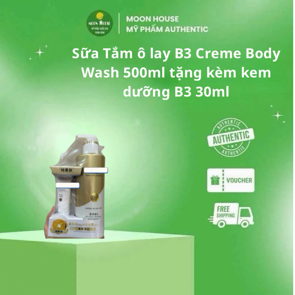 Sữa Tắm ô lay B3 Creme Body Wash 500ml tặng kèm kem dưỡng B3 30ml