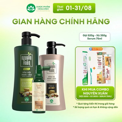 Combo Dầu gội Nguyên Xuân dưỡng tóc 470g KM 50g+ Dầu xả Nguyên Xuân 318g + Serum Nguyên Xuân 75ml KM 15ml