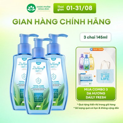 Combo 3 chai dung dịch vệ sinh Dạ Hương Daily Fresh Total Care 145ml - Giúp CHĂM SÓC TOÀN DIỆN