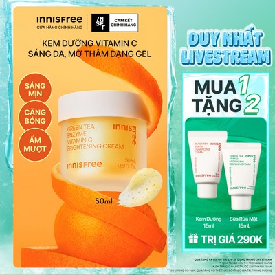 INNISFREE x Kem dưỡng Vitamin C sáng da, mờ thâm dạng gel INNISFREE Green Tea Enzyme Brightening Cream 50ml