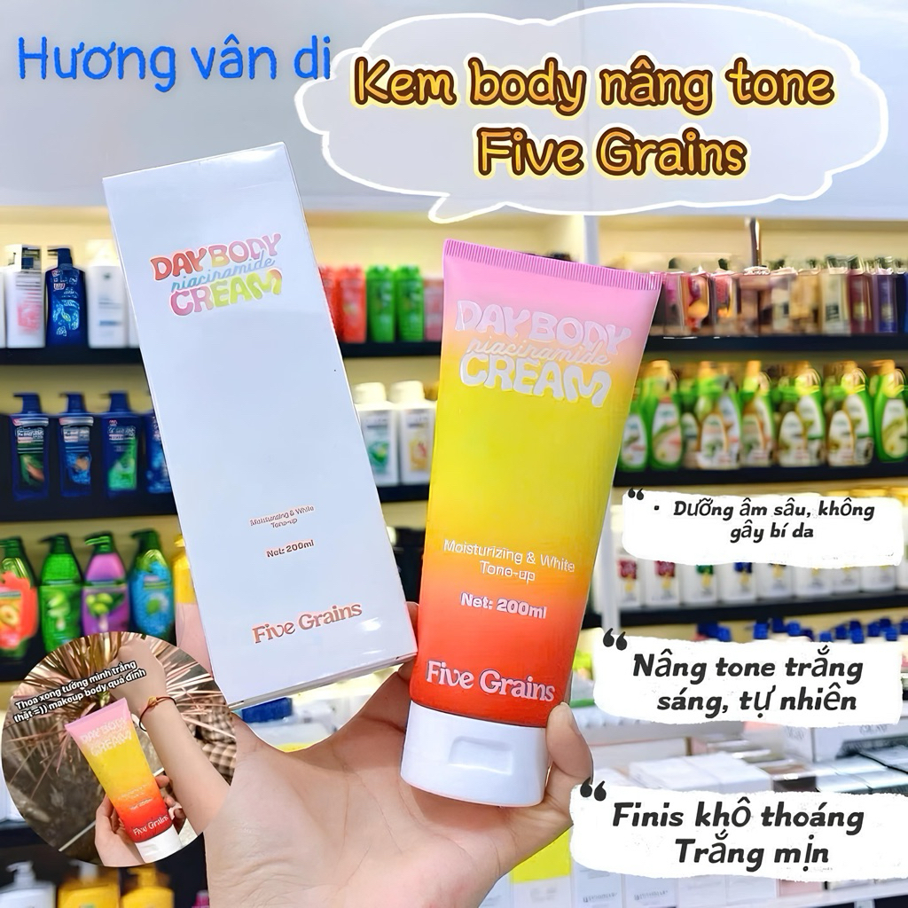 Kem Dưỡng Nâng Tone Body Five Grains Trắng Da 200ml