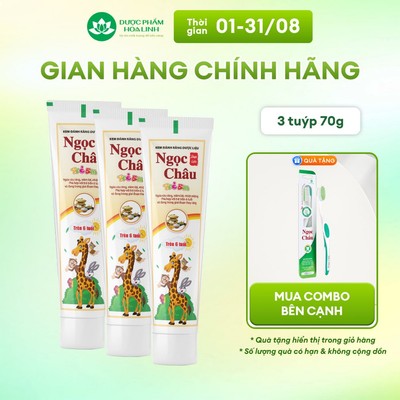 Combo 3 tuýp Kem đánh răng dược liệu Ngọc Châu trẻ em 70g - dành cho trẻ trên 6 tuổi