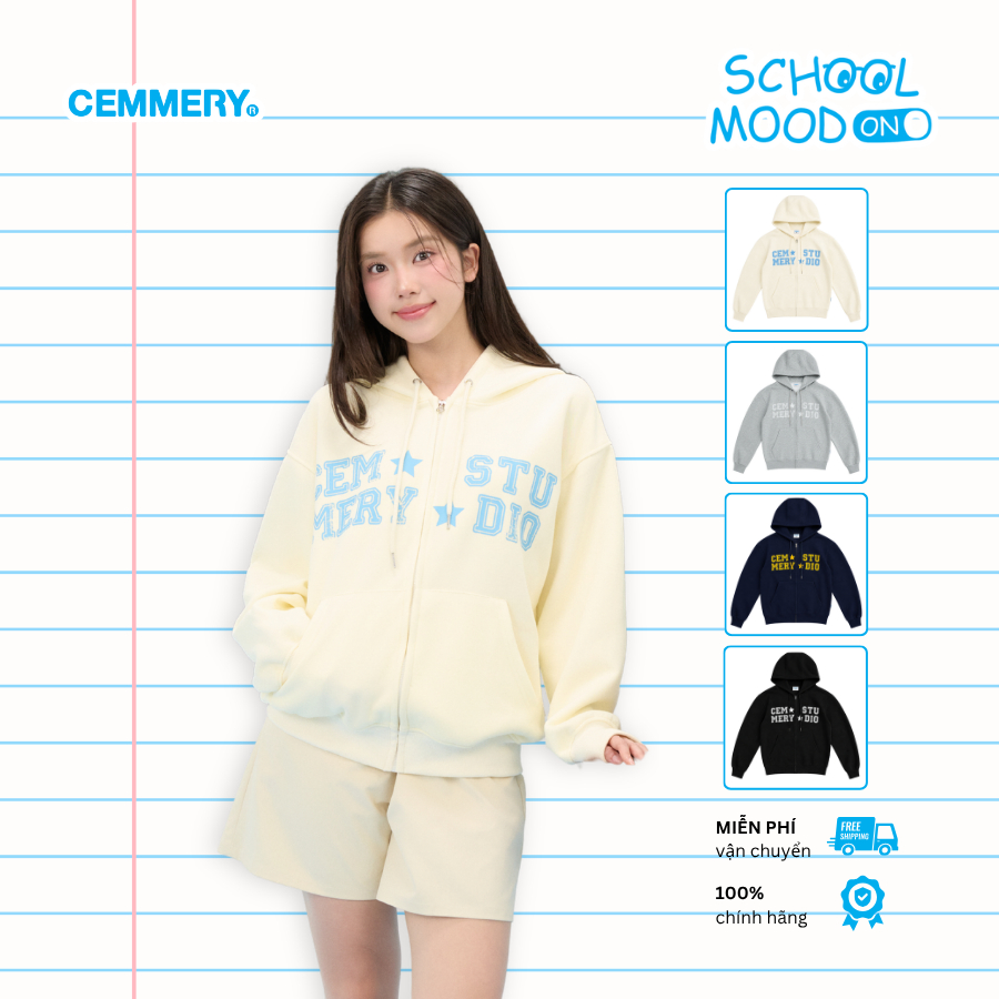 Áo Khoác CEMMERY Local Brand Chính Hãng Rookie Hoodie Zip Vải Nỉ PC 2 Da Form Regular 4 Màu