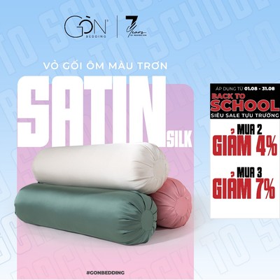 [Nhiều màu] 01 Vỏ Gối Ôm Gòn Bedding Lụa Satin Premium Cao Cấp Màu Trơn 37x105 cm