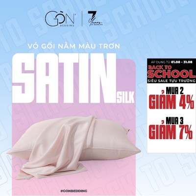 01 Vỏ Gối Nằm Gòn Bedding Lụa Satin Premium Cao Cấp Khoá Kéo Màu Trơn 50x70 cm