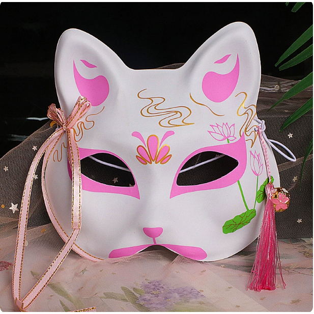 Halloween prop fox mask, half-face antique style mask, anime mask