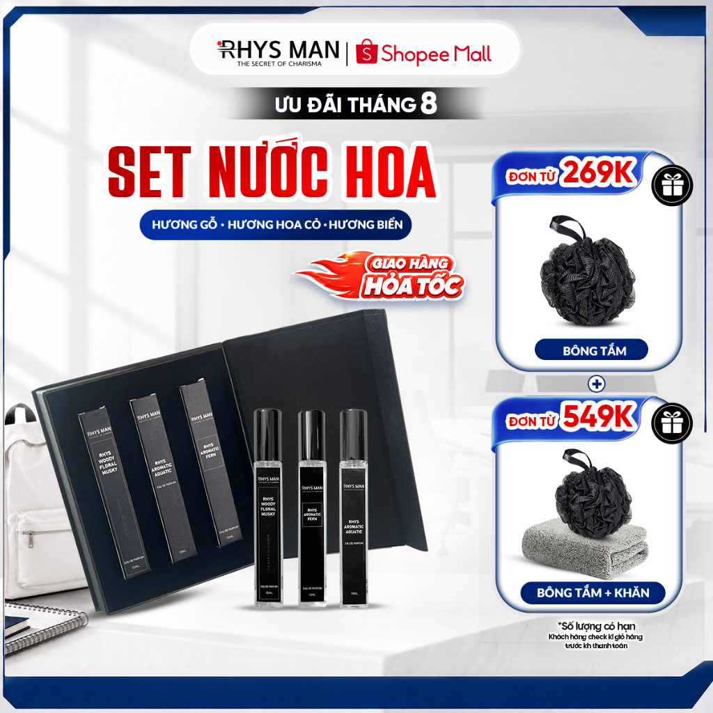 Nước hoa nam Rhys Man lịch lãm, đẳng cấp, lưu hương tới 12h 10ml/chai