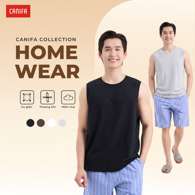 Combo 2 áo ba lỗ nam CANIFA áo mặc nhà sát nách PS26 8LA26A003
