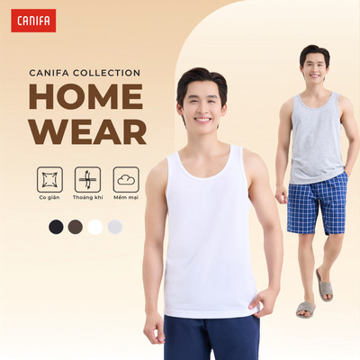 Combo 2 áo ba lỗ nam CANIFA áo mặc nhà chất liệu Cotton USA chuẩn OEKO-TEX 8LA26A002