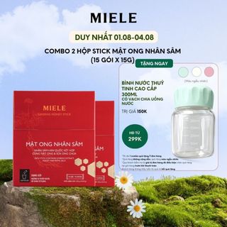 Combo 2 Hộp Stick 15 Gói Mật Ong Nhân Sâm Miele 15g Tiện Lợi