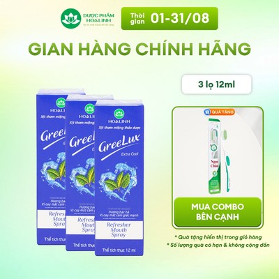 Combo 3 lọ Xịt Thơm Miệng GreeLux Extra Cool 12ml (vị cay mát cảm giác mạnh)