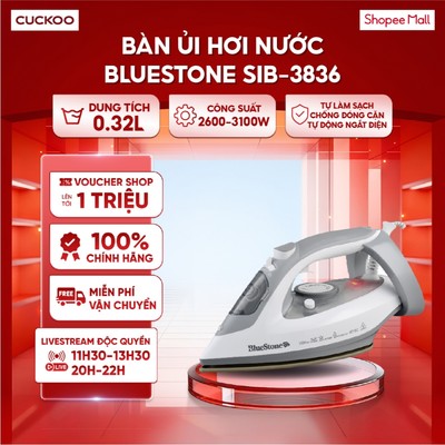 Bàn Ủi Hơi Nước BlueStone SIB-3836 0.32 Lít - Công suất 2600-3100W - Tự làm sạch - chống đóng cặn - Tự động ngắt điện