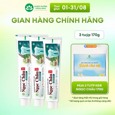 Combo 3 tuýp Kem đánh răng dược liệu Ngọc Châu Chuyên gia 170g