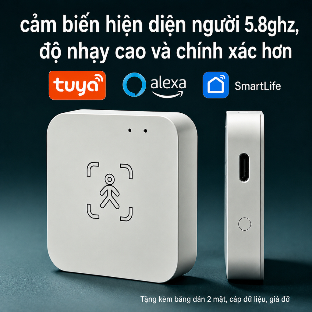 Cảm Biến Hiện Diện Người Radar Mmwave 5.8GHz Tuya Smartlife Có Cảm Biến Ánh Sáng Nhận Diện Tĩnh Lặng