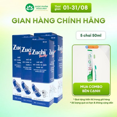 Combo 5 chai Xịt khử mùi hôi chân và giày Zuchi Family 50ml (hương quế)