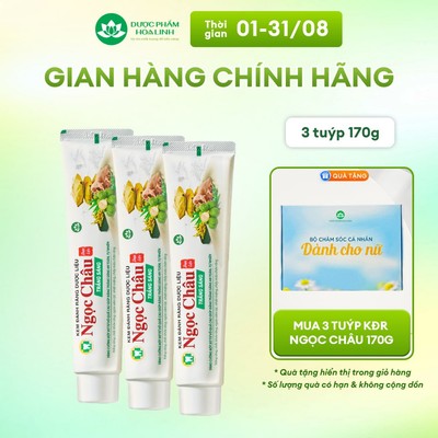 Bộ 3 tuýp Kem Đánh Răng Dược Liệu Ngọc Châu Trắng Sáng 170g