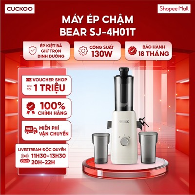 Máy ép chậm Bear SJ-4H01T - Công suất 130W - Ép kiệt bã, giữ trọn dinh dưỡng - Bảo hành 18 tháng