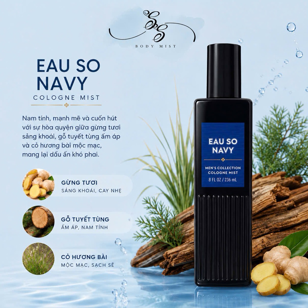 MINI THỬ MÙI- EAU SO NAVY| GLORY| BEYOND SAVVY| MAHOGANY TEAKWOOD- Xịt thơm body mist